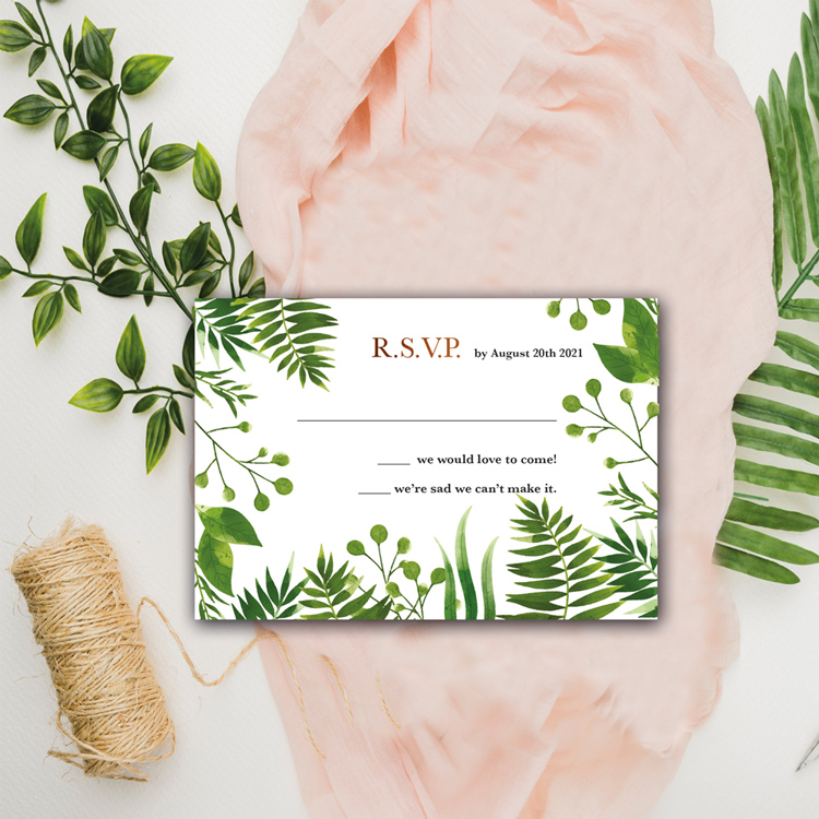 Floral Wedding rsvp design with bronze foil Floral Wedding rsvp design with bronze foil